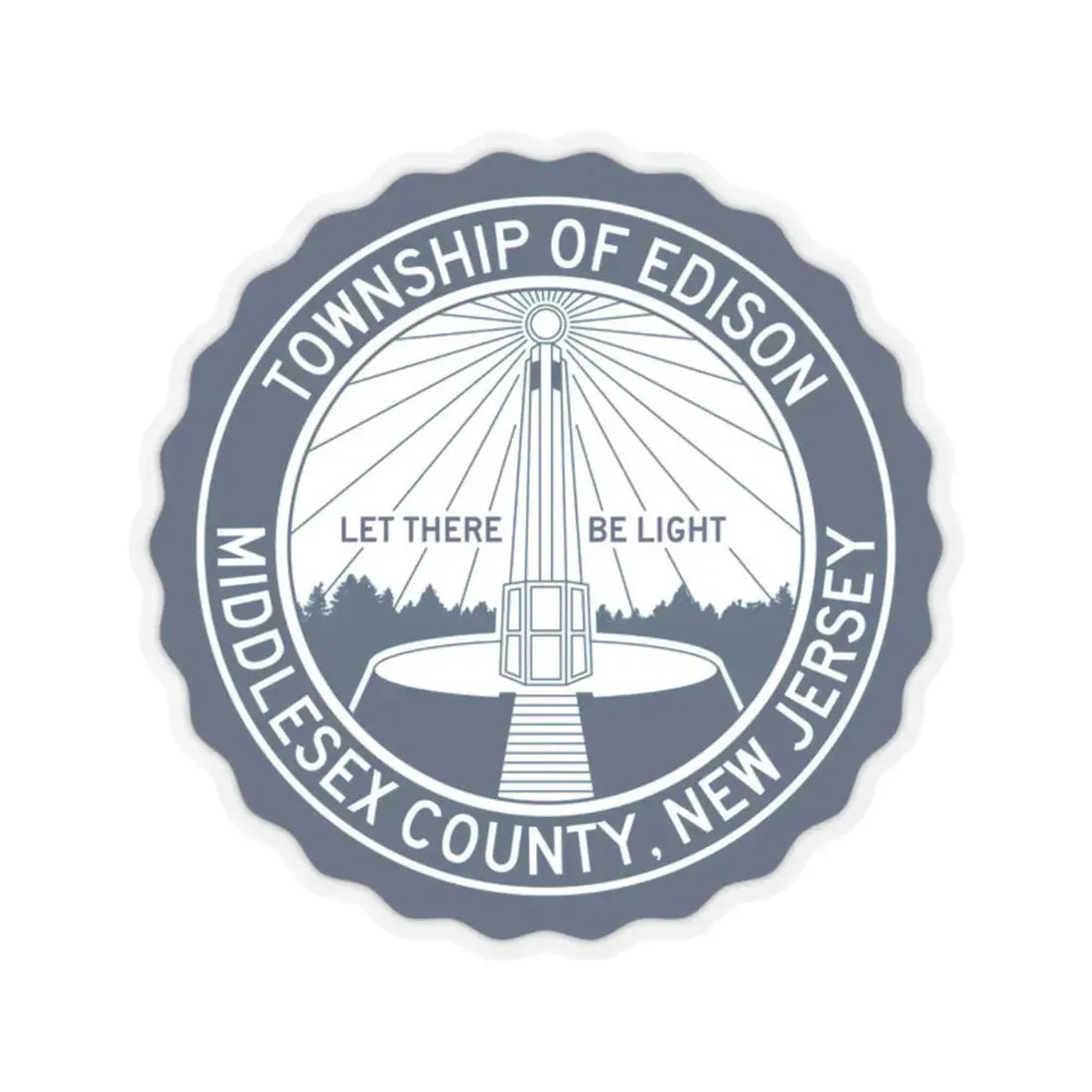 Seal of Edison NJ - STICKER Vinyl Kiss-Cut Decal 2 Inch Transparent - The Sticker Space