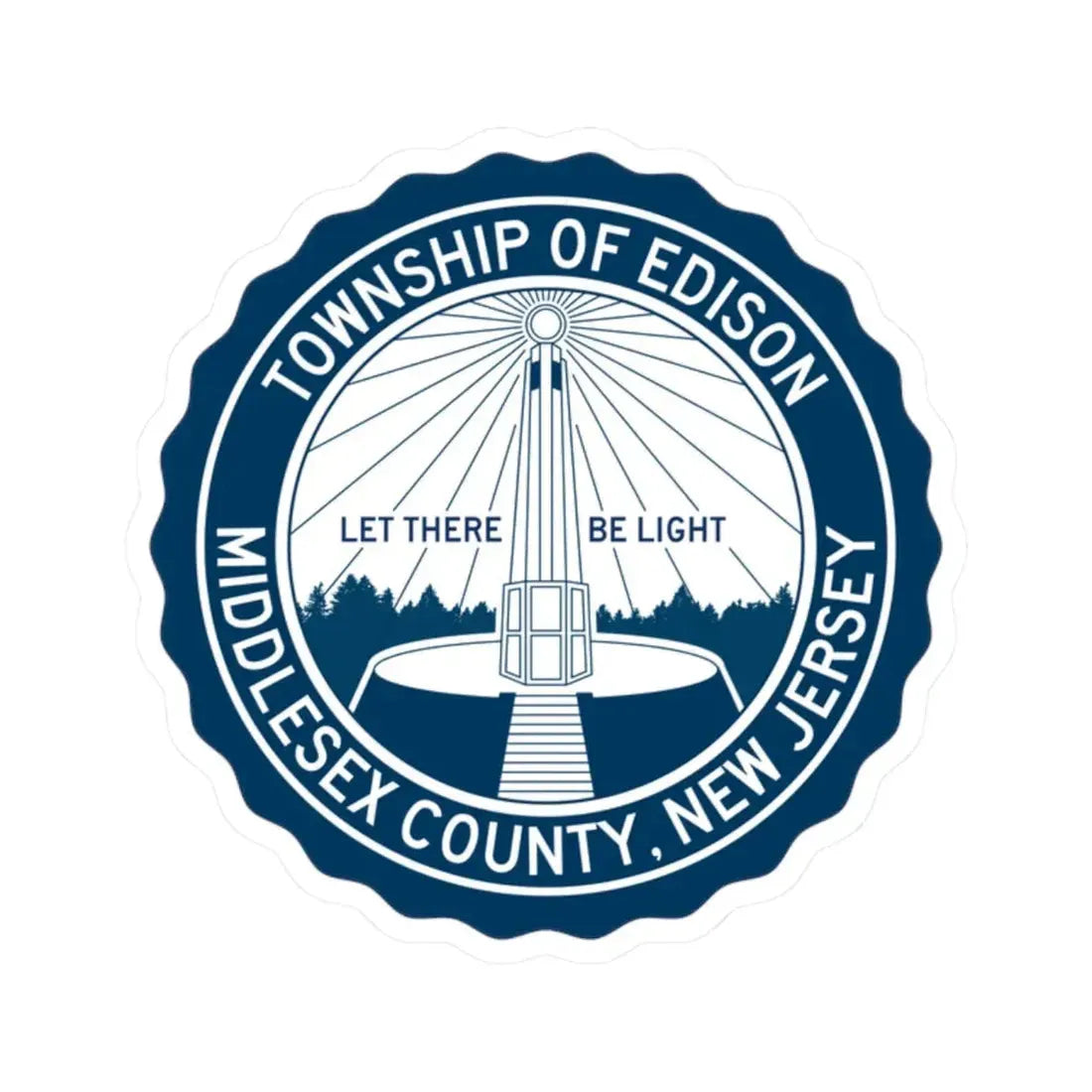 Seal of Edison NJ - STICKER Vinyl Kiss-Cut Decal 2 Inch White - The Sticker Space