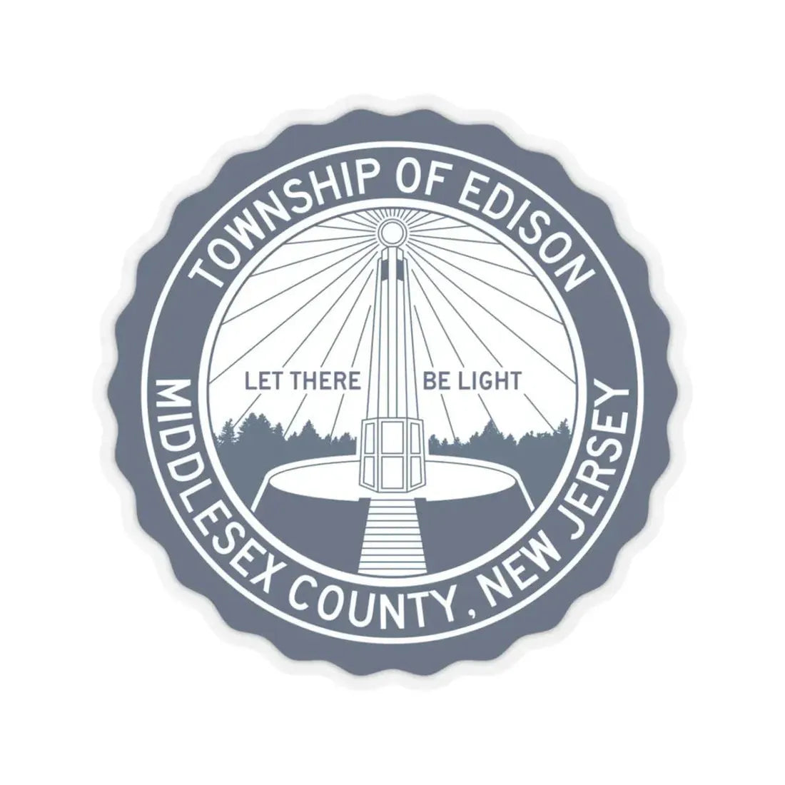 Seal of Edison NJ - STICKER Vinyl Kiss-Cut Decal 3 Inch Transparent - The Sticker Space