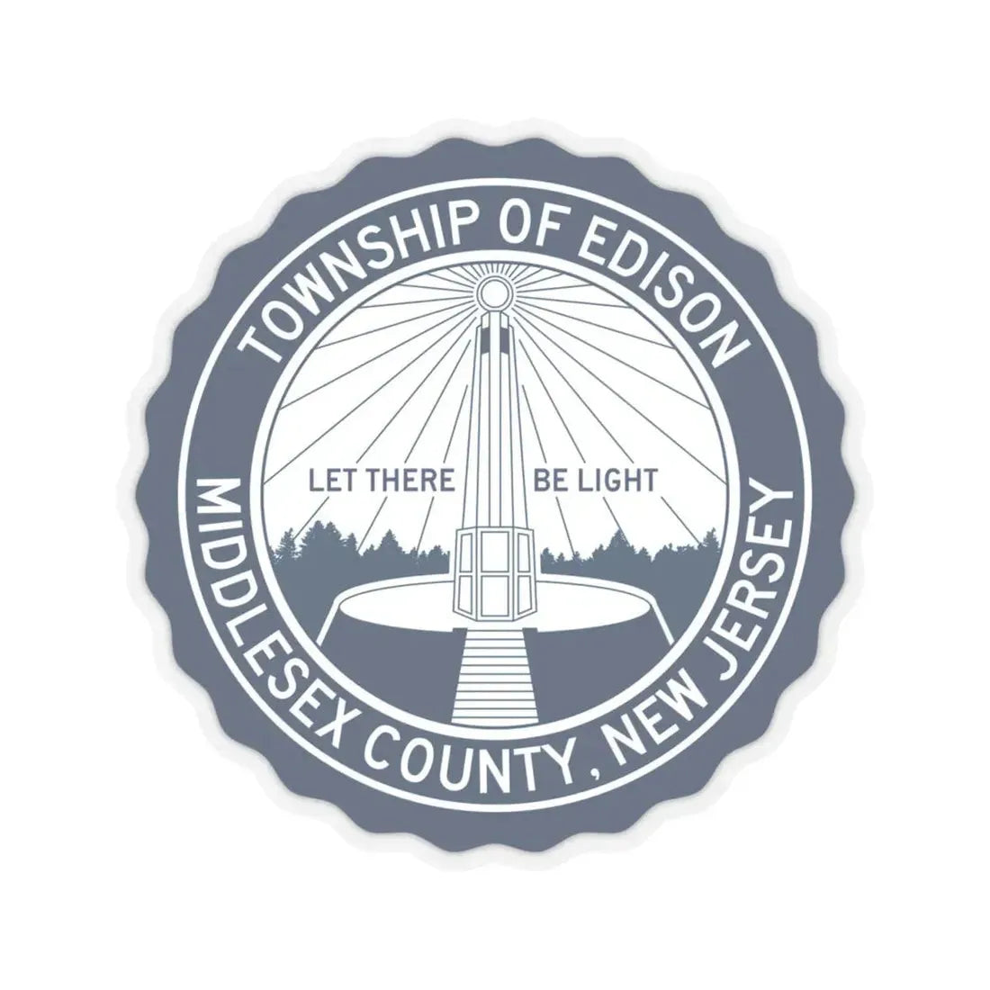 Seal of Edison NJ - STICKER Vinyl Kiss-Cut Decal 4 Inch Transparent - The Sticker Space