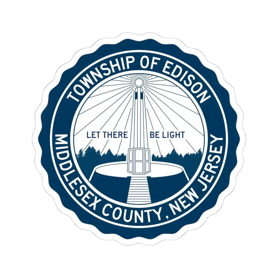 Seal of Edison NJ - STICKER Vinyl Kiss-Cut Decal 4 Inch White - The Sticker Space