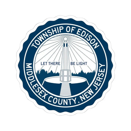 Seal of Edison NJ - STICKER Vinyl Kiss-Cut Decal 4 Inch White - The Sticker Space