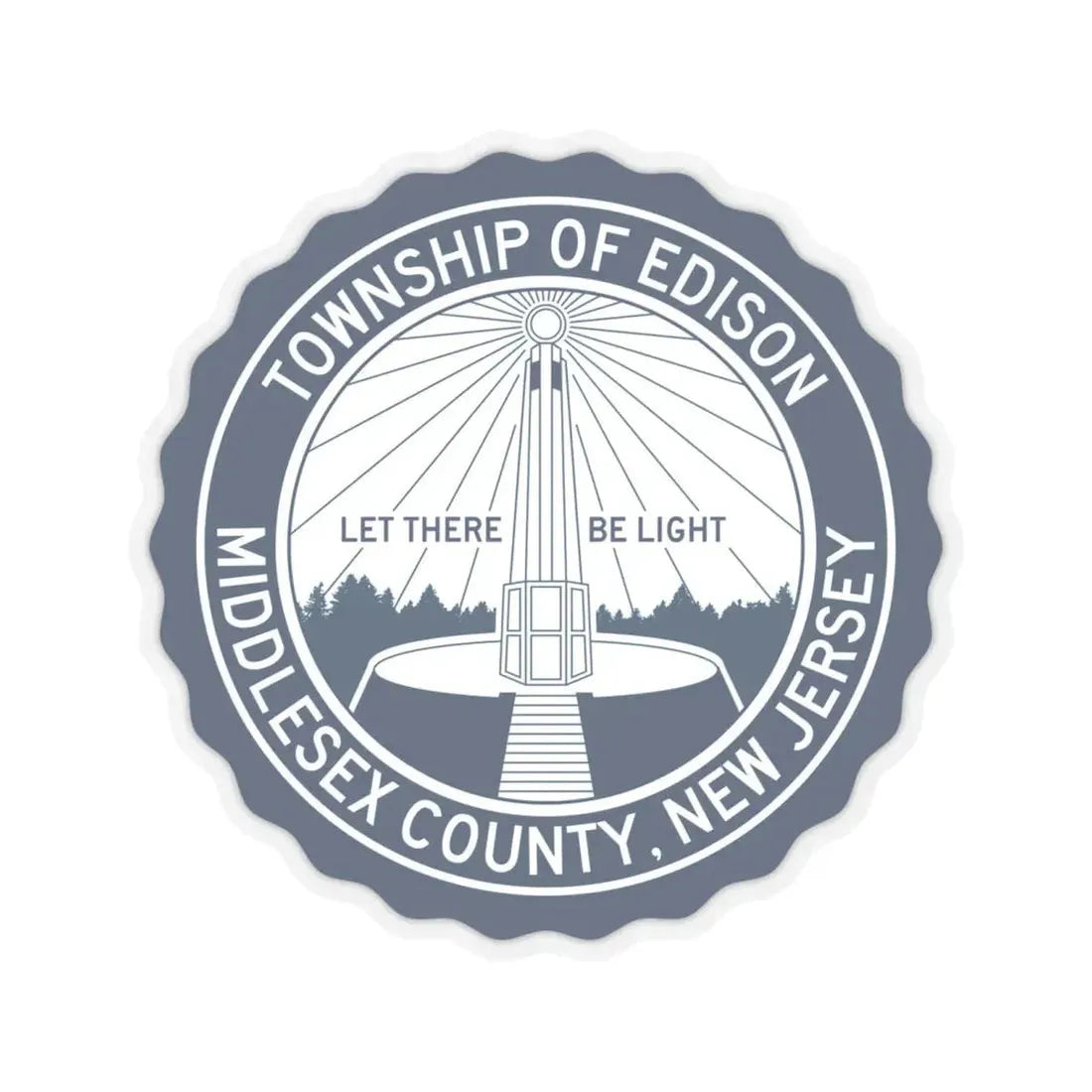 Seal of Edison NJ - STICKER Vinyl Kiss-Cut Decal 6 Inch Transparent - The Sticker Space