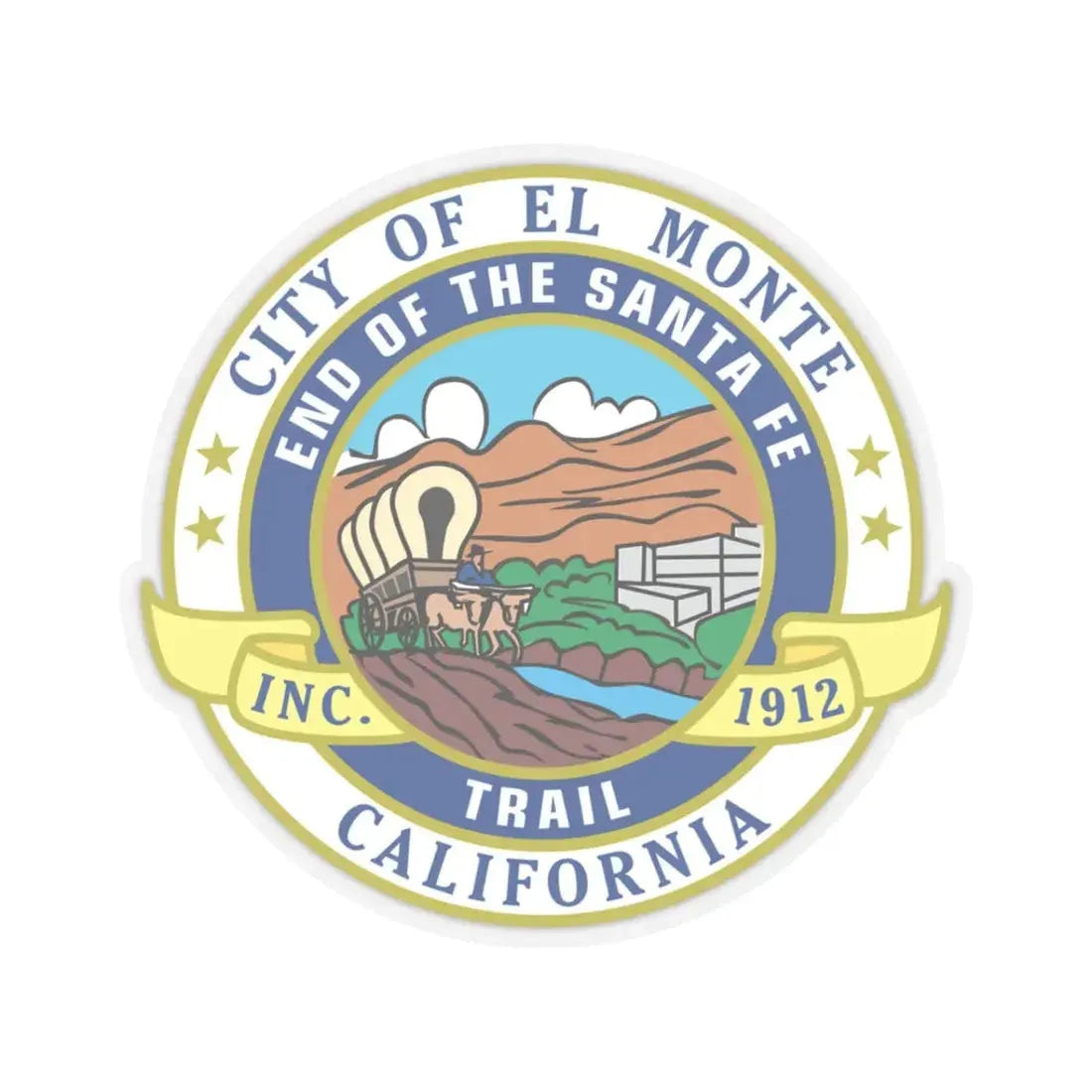 Seal of El Monte California - STICKER Vinyl Kiss-Cut Decal 3 Inch Transparent - The Sticker Space