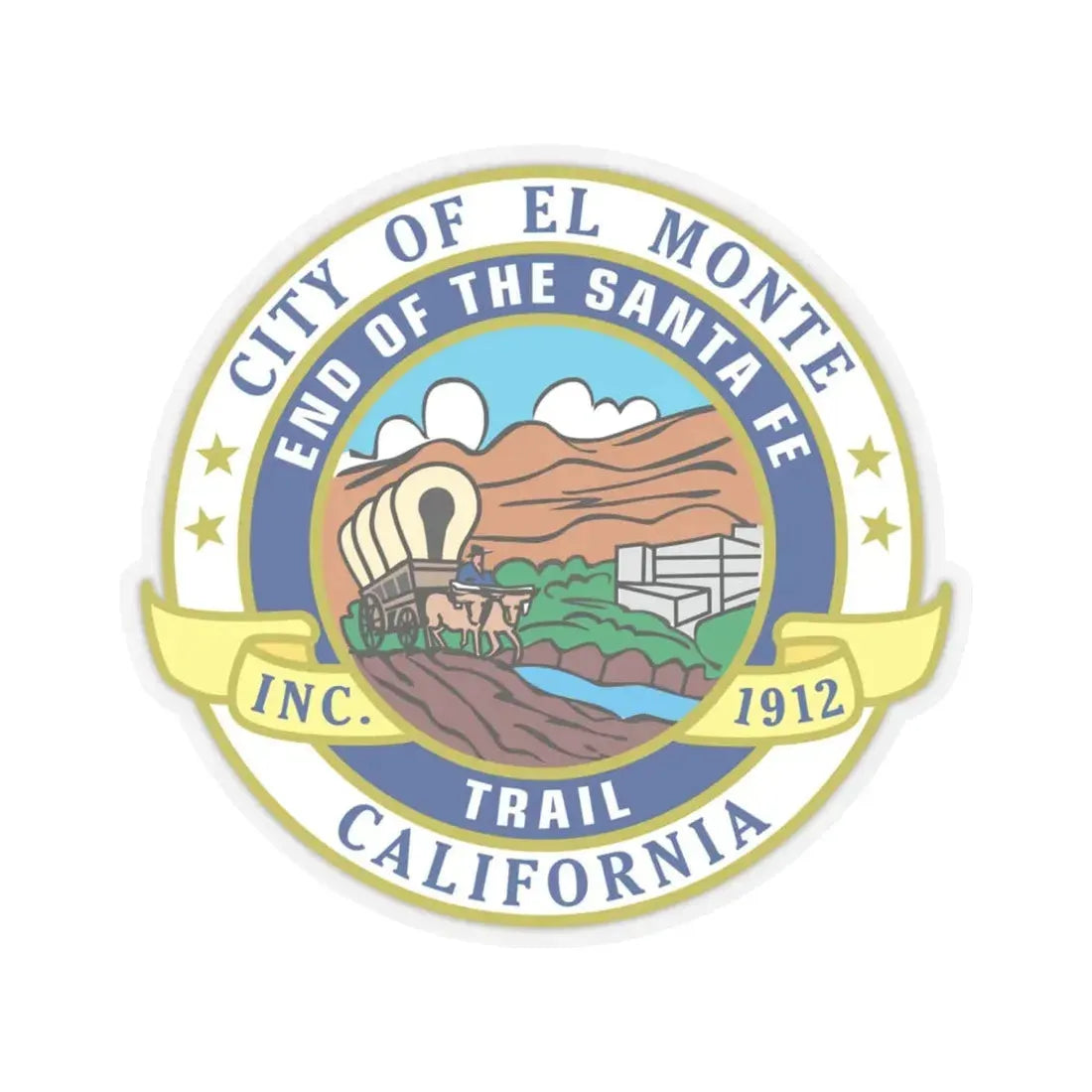 Seal of El Monte California - STICKER Vinyl Kiss-Cut Decal 6 Inch Transparent - The Sticker Space