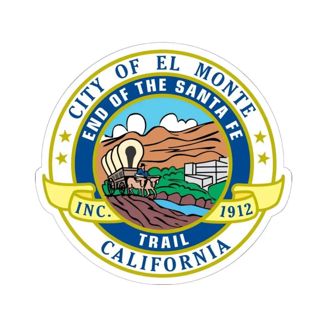 Seal of El Monte California - STICKER Vinyl Kiss-Cut Decal 6 Inch White - The Sticker Space