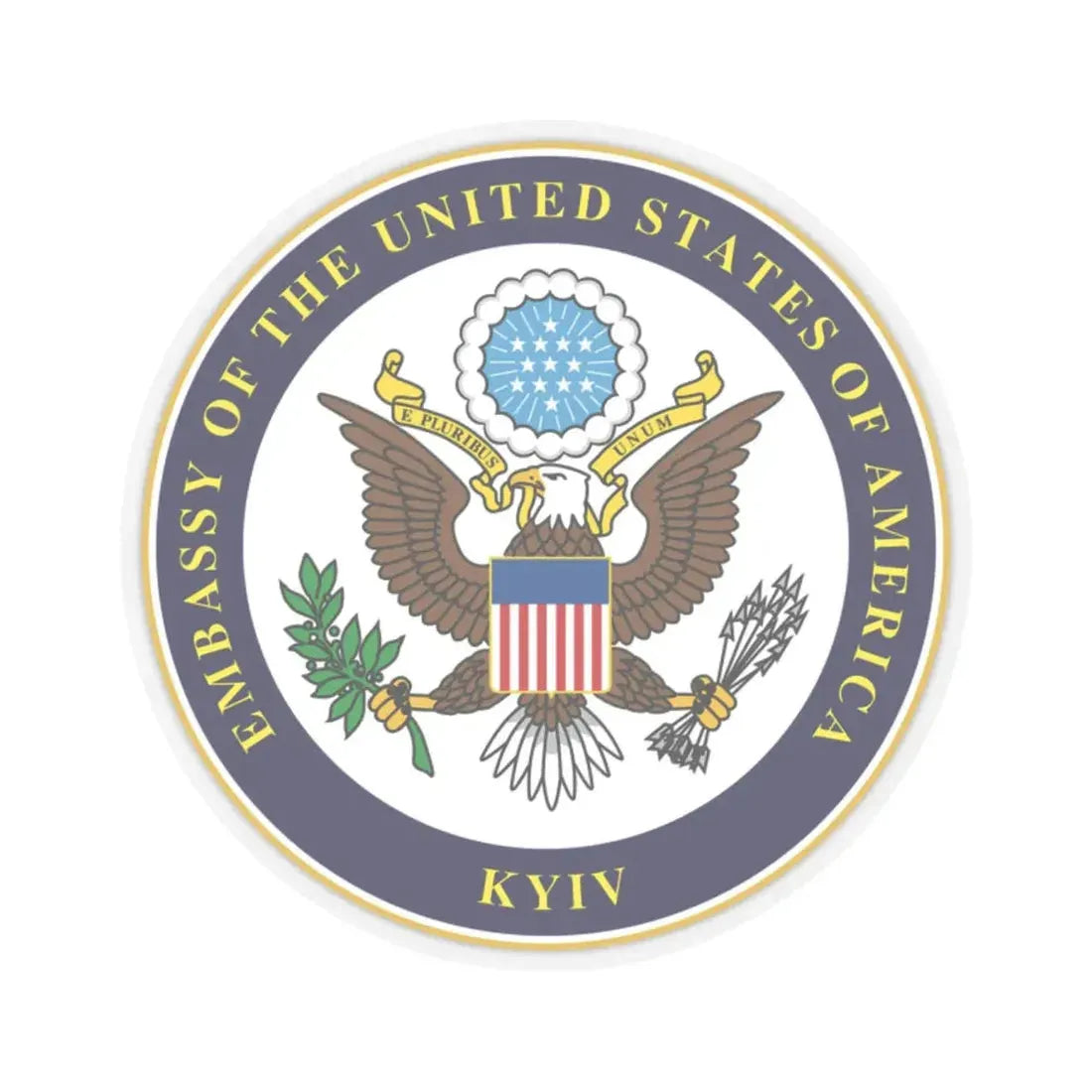 Seal of Embassy of the United States Kyiv (United States) STICKER Vinyl Kiss-Cut Decal 2 Inch Transparent - The Sticker Space