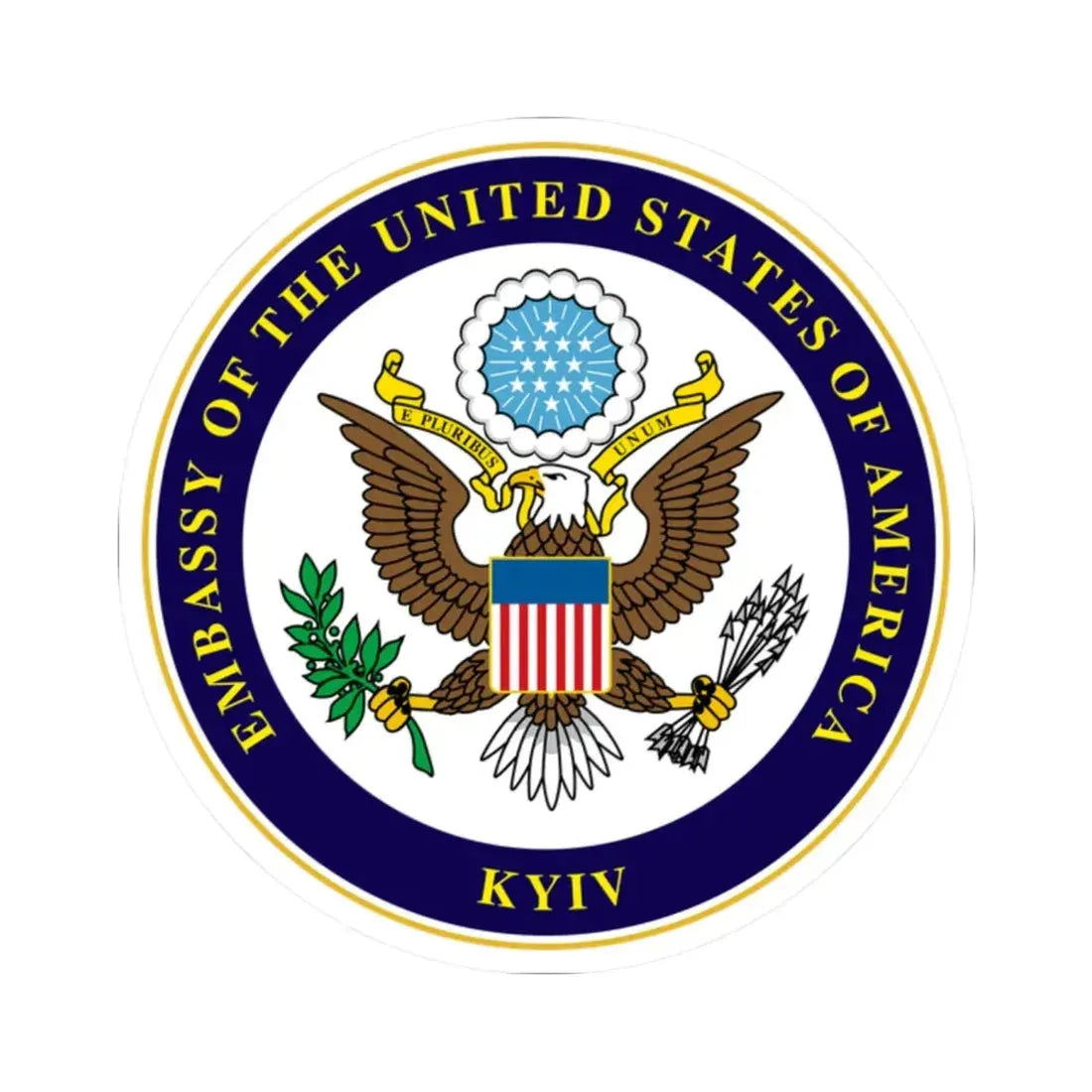 Seal of Embassy of the United States Kyiv (United States) STICKER Vinyl Kiss-Cut Decal 2 Inch White - The Sticker Space