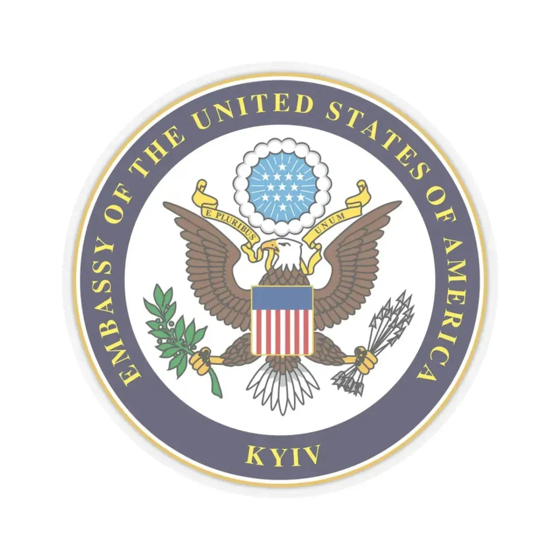 Seal of Embassy of the United States Kyiv (United States) STICKER Vinyl Kiss-Cut Decal 3 Inch Transparent - The Sticker Space