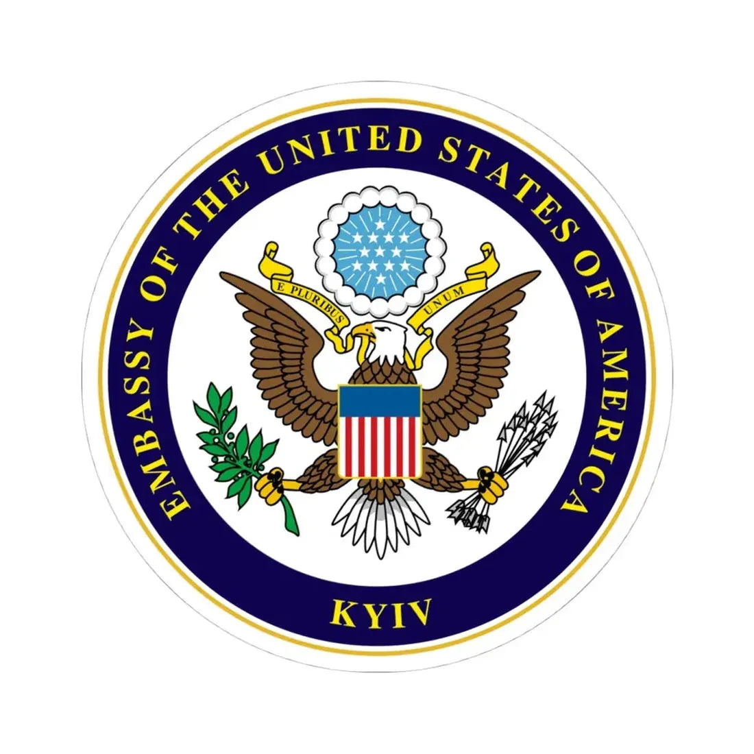 Seal of Embassy of the United States Kyiv (United States) STICKER Vinyl Kiss-Cut Decal 4 Inch White - The Sticker Space