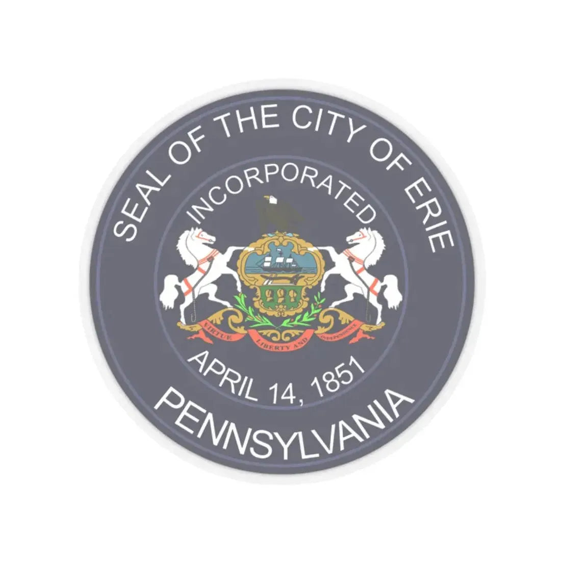 Seal of Erie Pennsylvania - STICKER Vinyl Kiss-Cut Decal 2 Inch Transparent - The Sticker Space