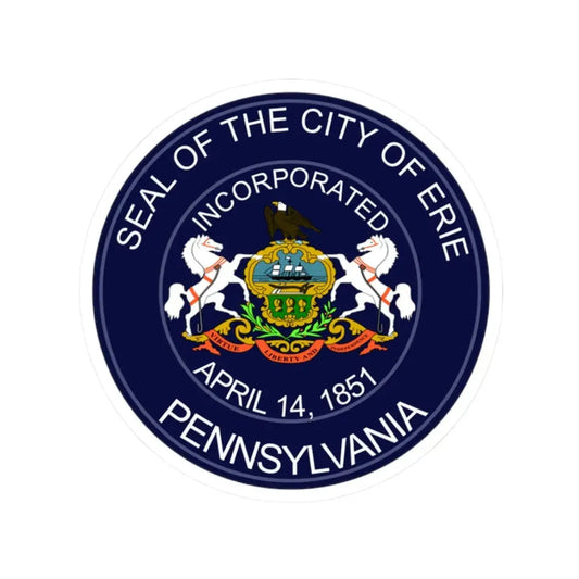 Seal of Erie Pennsylvania - STICKER Vinyl Kiss-Cut Decal 2 Inch White - The Sticker Space
