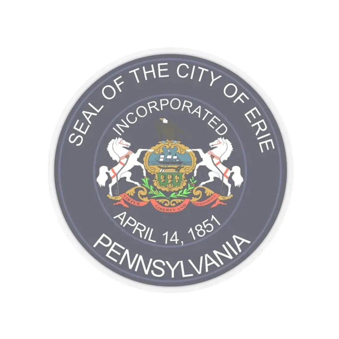 Seal of Erie Pennsylvania - STICKER Vinyl Kiss-Cut Decal 3 Inch Transparent - The Sticker Space