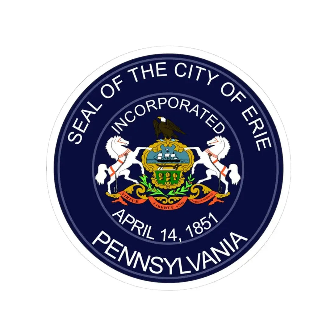 Seal of Erie Pennsylvania - STICKER Vinyl Kiss-Cut Decal 3 Inch White - The Sticker Space