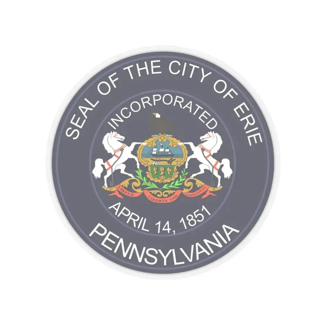 Seal of Erie Pennsylvania - STICKER Vinyl Kiss-Cut Decal 4 Inch Transparent - The Sticker Space