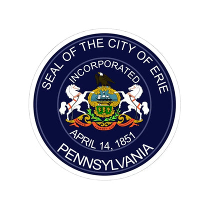 Seal of Erie Pennsylvania - STICKER Vinyl Kiss-Cut Decal 4 Inch White - The Sticker Space