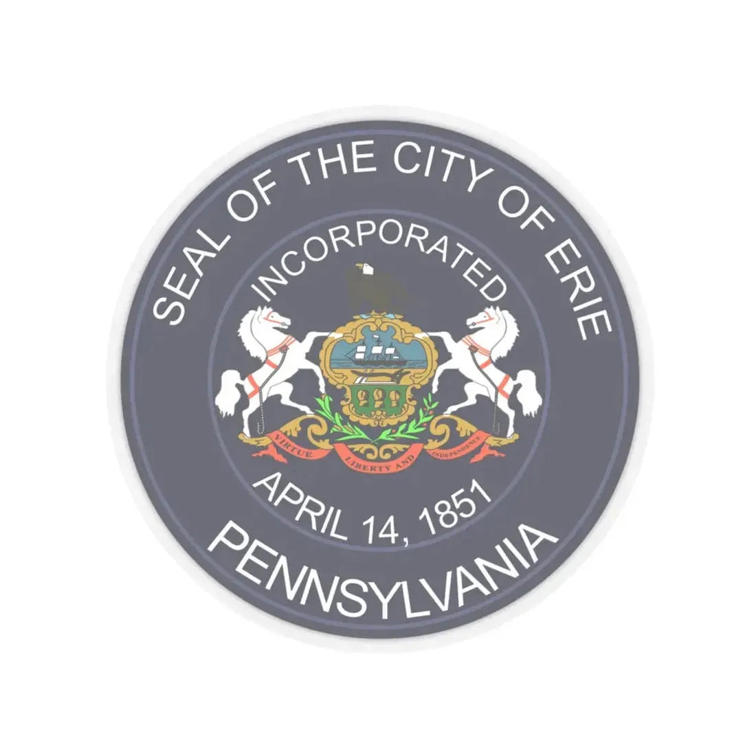 Seal of Erie Pennsylvania - STICKER Vinyl Kiss-Cut Decal 6 Inch Transparent - The Sticker Space