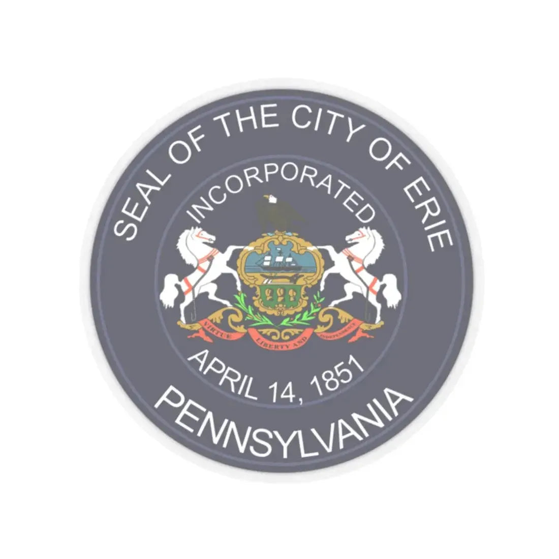 Seal of Erie Pennsylvania (United States) STICKER Vinyl Kiss-Cut Decal 2 Inch Transparent - The Sticker Space