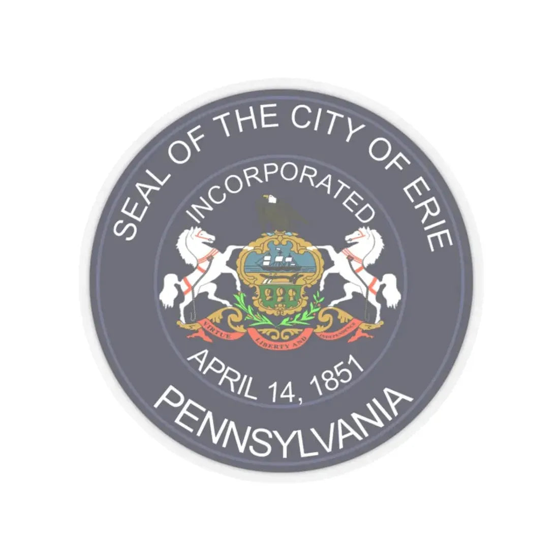 Seal of Erie Pennsylvania (United States) STICKER Vinyl Kiss-Cut Decal 3 Inch Transparent - The Sticker Space