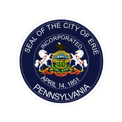 Seal of Erie Pennsylvania (United States) STICKER Vinyl Kiss-Cut Decal 3 Inch White - The Sticker Space