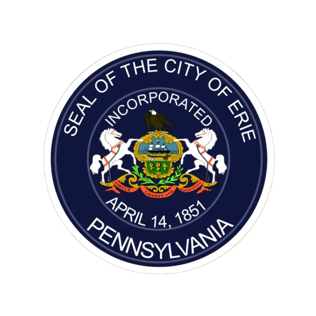 Seal of Erie Pennsylvania (United States) STICKER Vinyl Kiss-Cut Decal 4 Inch White - The Sticker Space