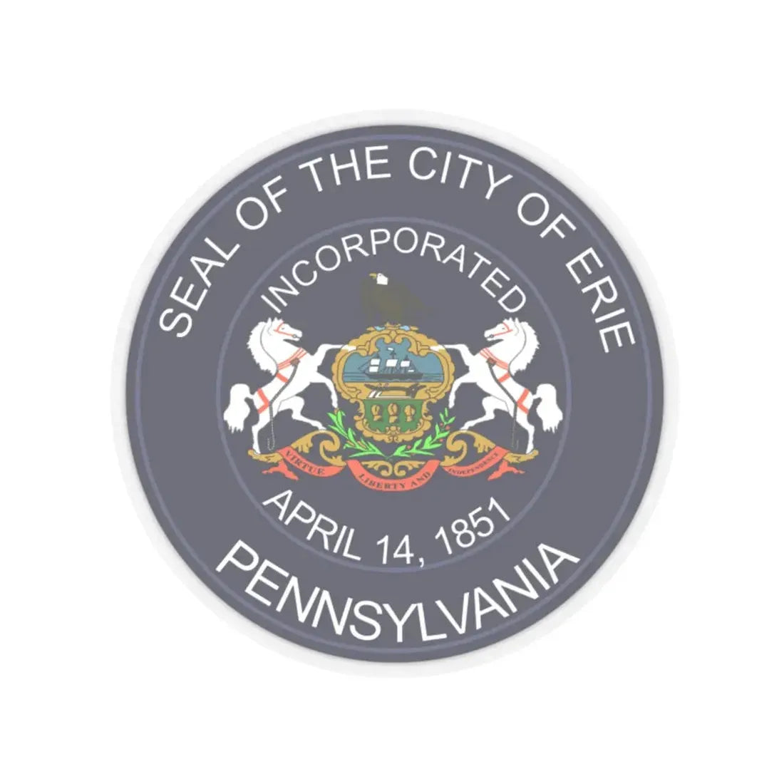 Seal of Erie Pennsylvania (United States) STICKER Vinyl Kiss-Cut Decal 6 Inch Transparent - The Sticker Space