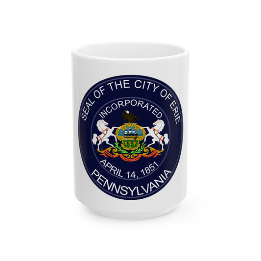 Seal of Erie Pennsylvania - White Coffee Mug-15oz-The Sticker Space