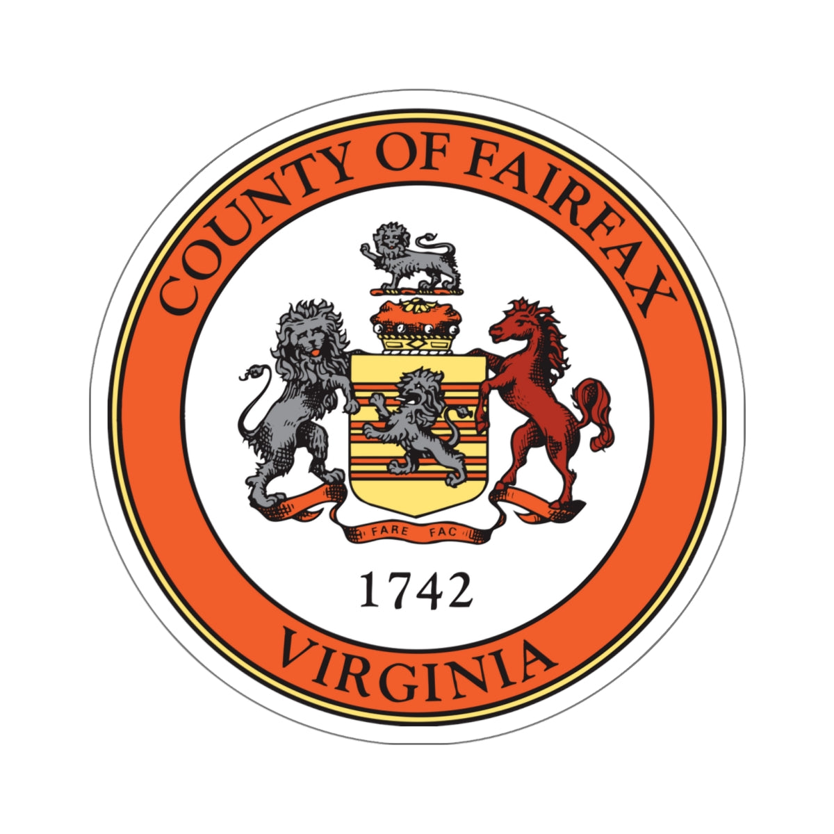 Seal of Fairfax County, Virginia USA STICKER Vinyl Die-Cut Decal-White-The Sticker Space