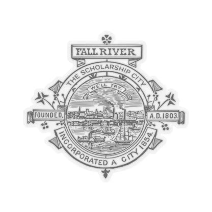 Seal of Fall River Massachusetts (United States) STICKER Vinyl Kiss-Cut Decal 2 Inch Transparent - The Sticker Space