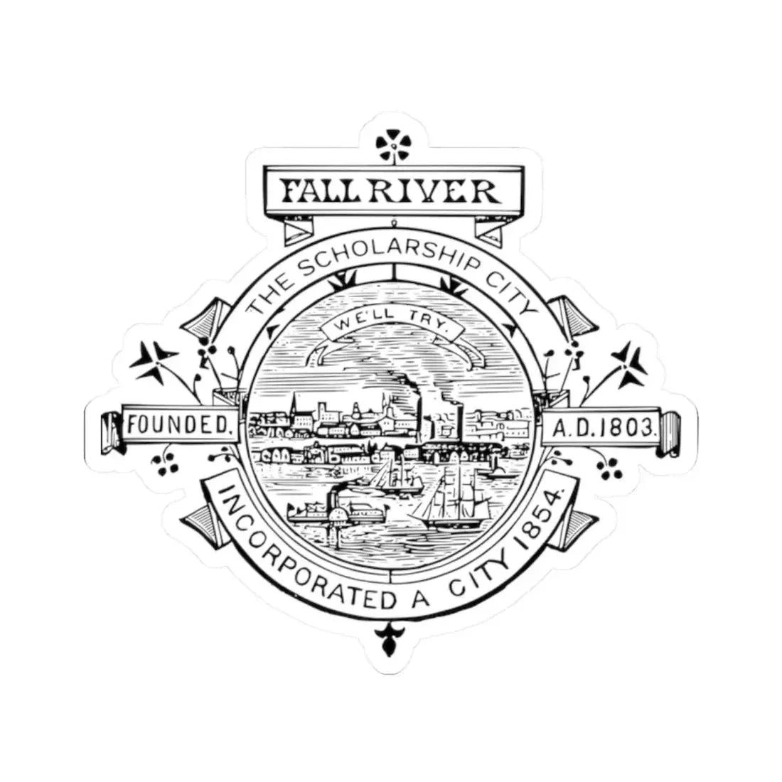 Seal of Fall River Massachusetts (United States) STICKER Vinyl Kiss-Cut Decal 2 Inch White - The Sticker Space