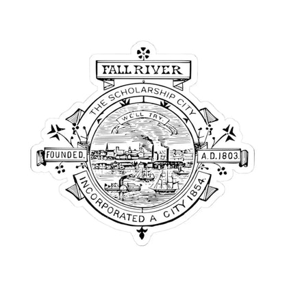 Seal of Fall River Massachusetts (United States) STICKER Vinyl Kiss-Cut Decal 3 Inch White - The Sticker Space