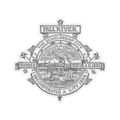 Seal of Fall River Massachusetts (United States) STICKER Vinyl Kiss-Cut Decal 4 Inch Transparent - The Sticker Space