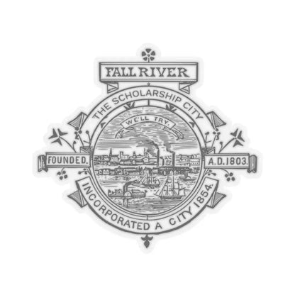 Seal of Fall River Massachusetts (United States) STICKER Vinyl Kiss-Cut Decal 6 Inch Transparent - The Sticker Space