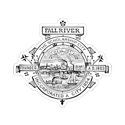 Seal of Fall River Massachusetts (United States) STICKER Vinyl Kiss-Cut Decal 6 Inch White - The Sticker Space