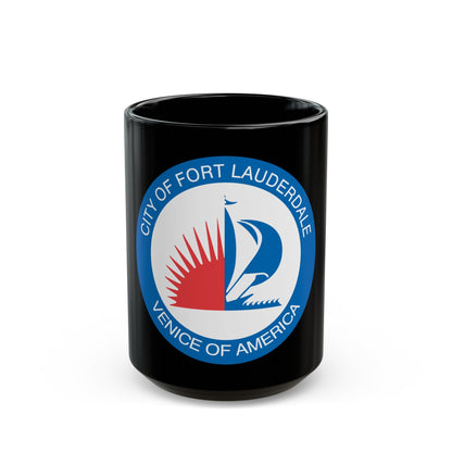 Seal of Fort Lauderdale Florida - Black Coffee Mug-15oz-The Sticker Space