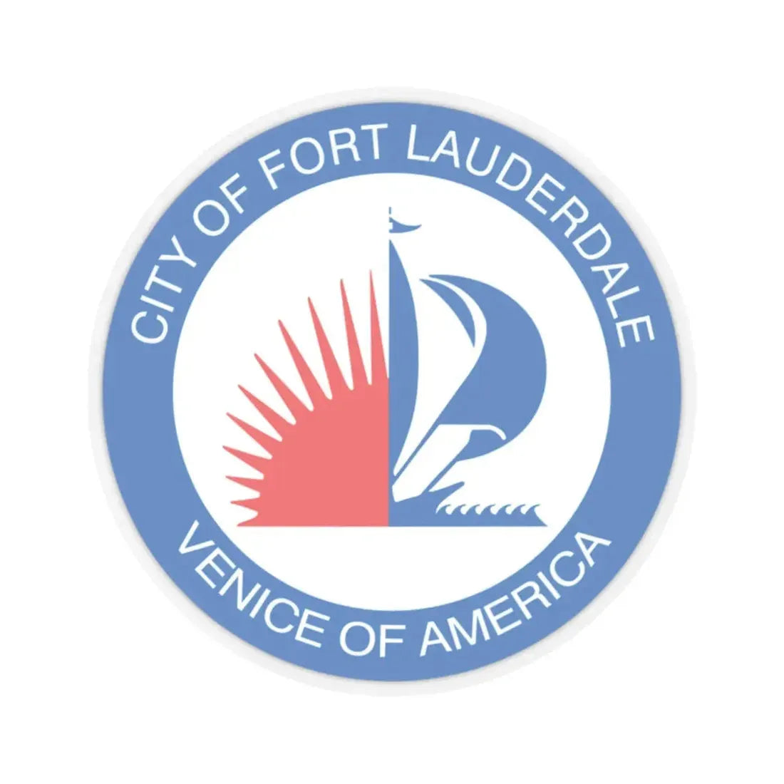 Seal of Fort Lauderdale Florida - STICKER Vinyl Kiss-Cut Decal 2 Inch Transparent - The Sticker Space