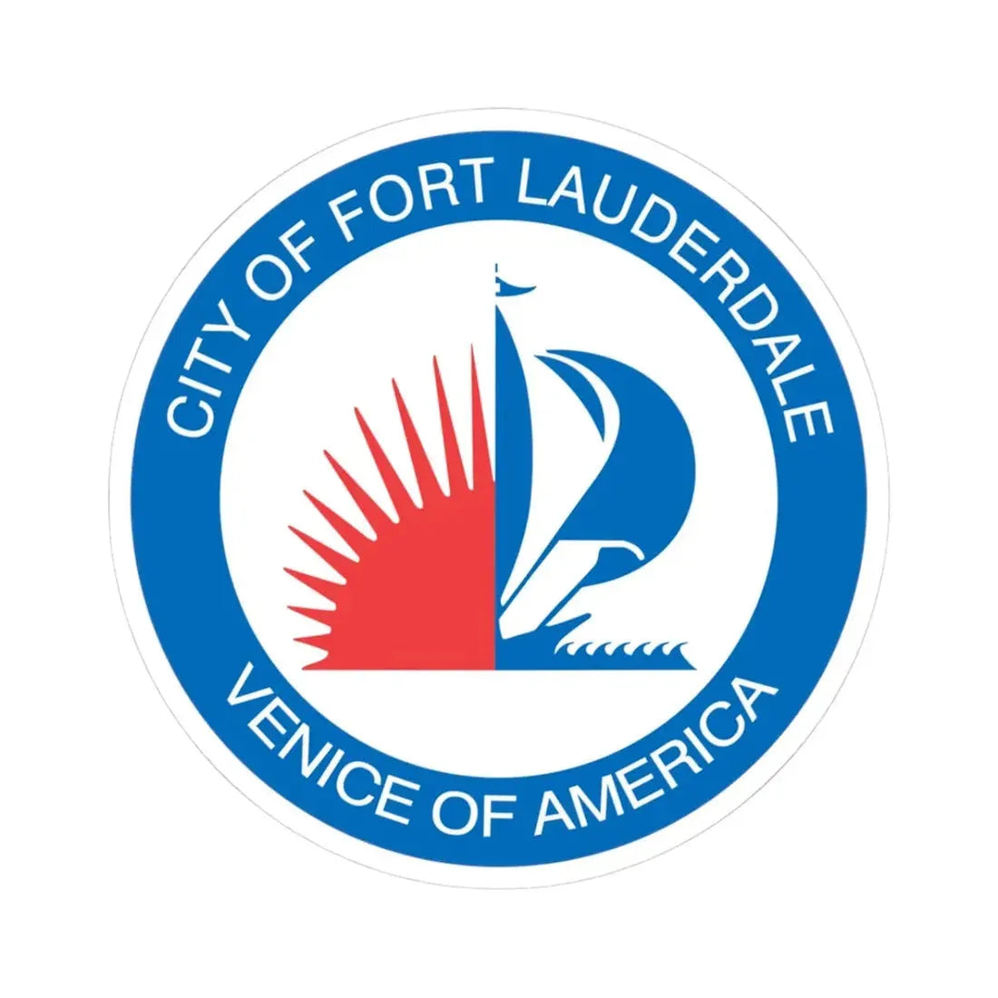 Seal of Fort Lauderdale Florida - STICKER Vinyl Kiss-Cut Decal 3 Inch White - The Sticker Space