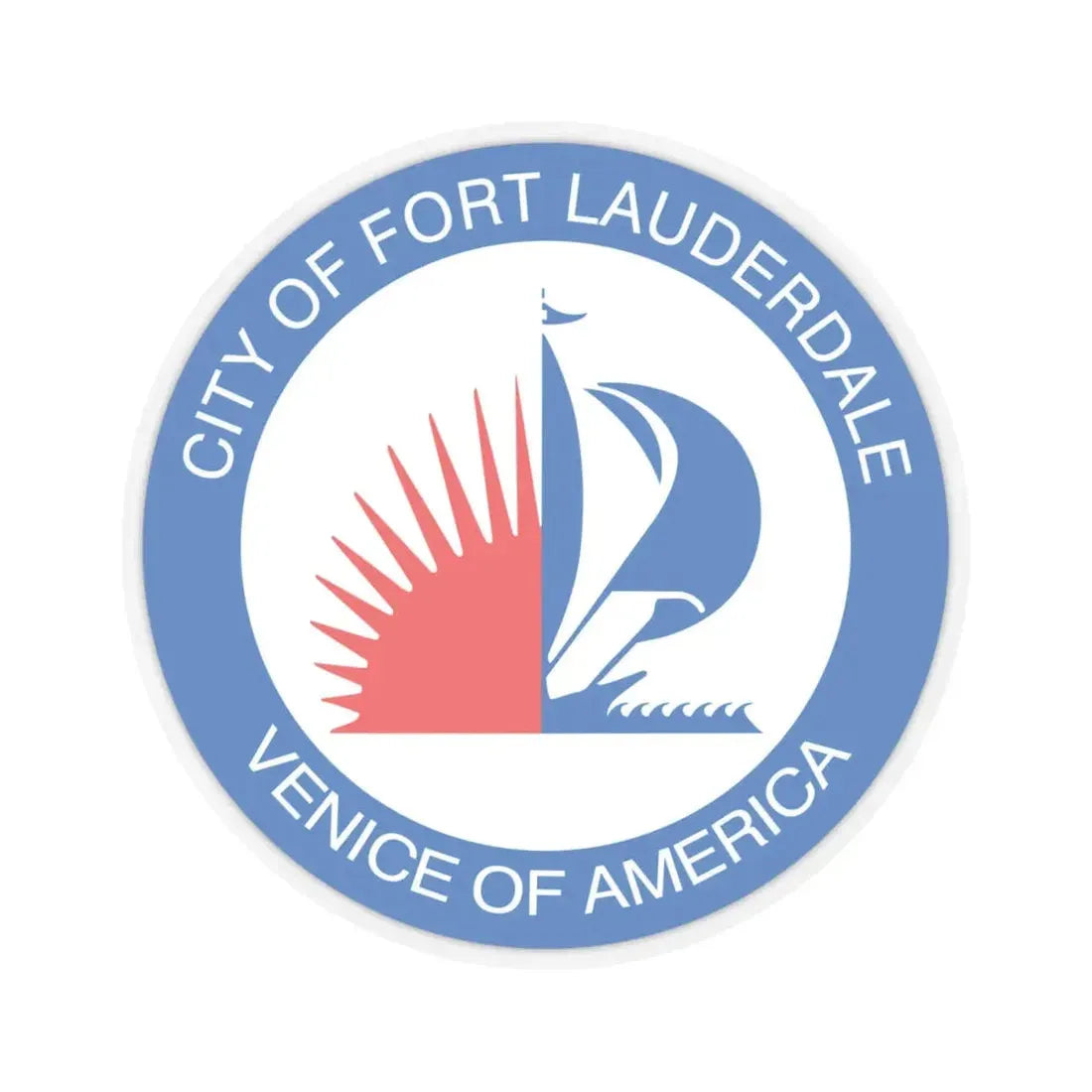 Seal of Fort Lauderdale Florida - STICKER Vinyl Kiss-Cut Decal 4 Inch Transparent - The Sticker Space