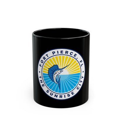 Seal of Fort Pierce Florida - Black Coffee Mug-11oz-The Sticker Space