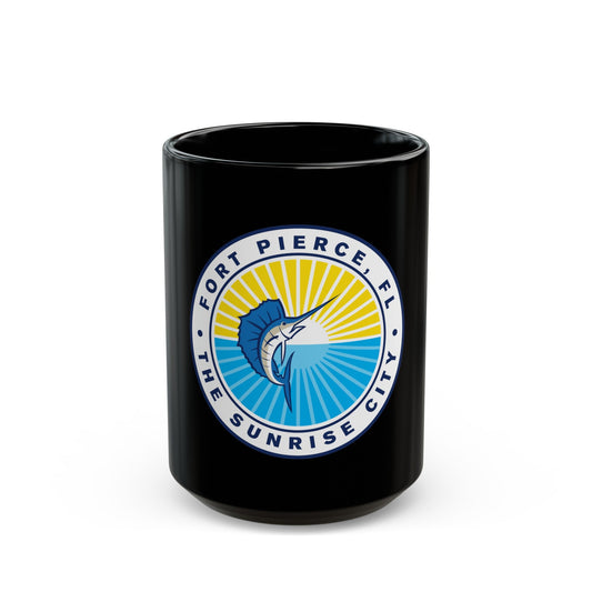 Seal of Fort Pierce Florida - Black Coffee Mug-The Sticker Space