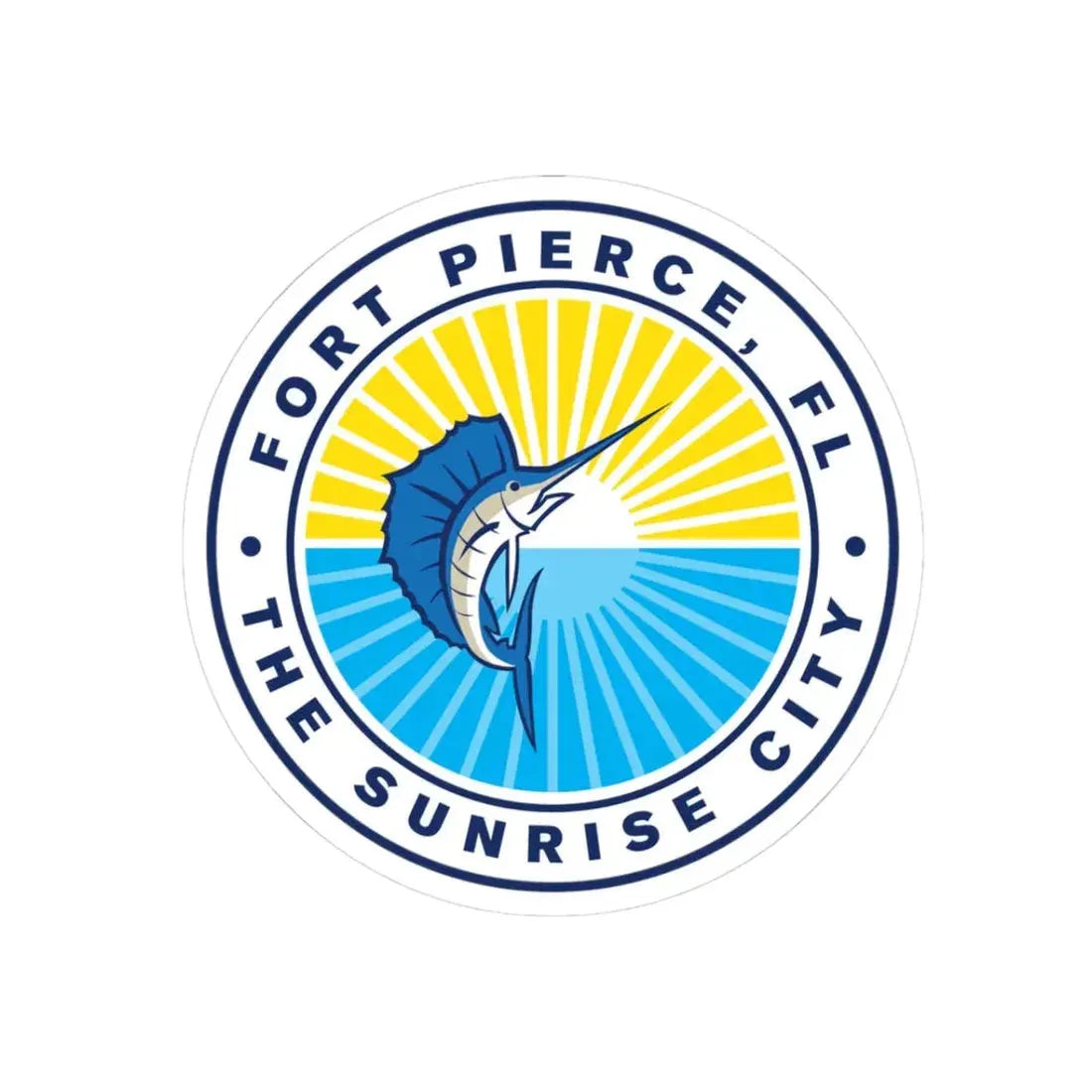 Seal of Fort Pierce Florida - STICKER Vinyl Kiss-Cut Decal 3 Inch White - The Sticker Space