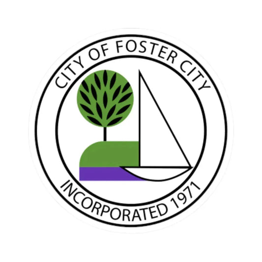 Seal of Foster City California (United States) STICKER Vinyl Kiss-Cut Decal 2 Inch White - The Sticker Space