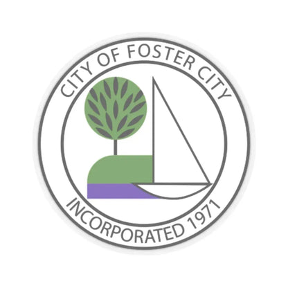 Seal of Foster City California (United States) STICKER Vinyl Kiss-Cut Decal 6 Inch Transparent - The Sticker Space