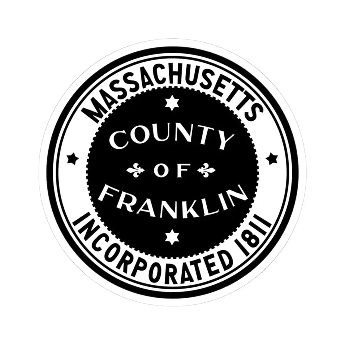 Seal of Franklin County Massachusetts (United States) STICKER Vinyl Kiss-Cut Decal 3 Inch White - The Sticker Space