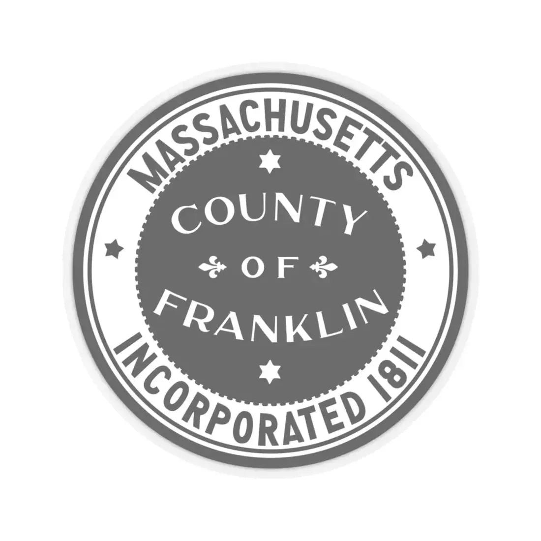 Seal of Franklin County Massachusetts (United States) STICKER Vinyl Kiss-Cut Decal 4 Inch Transparent - The Sticker Space