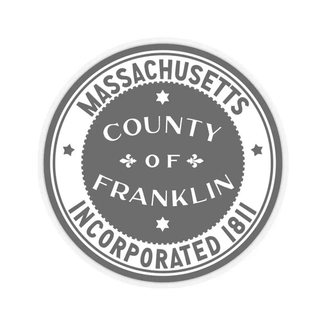 Seal of Franklin County Massachusetts (United States) STICKER Vinyl Kiss-Cut Decal 6 Inch Transparent - The Sticker Space