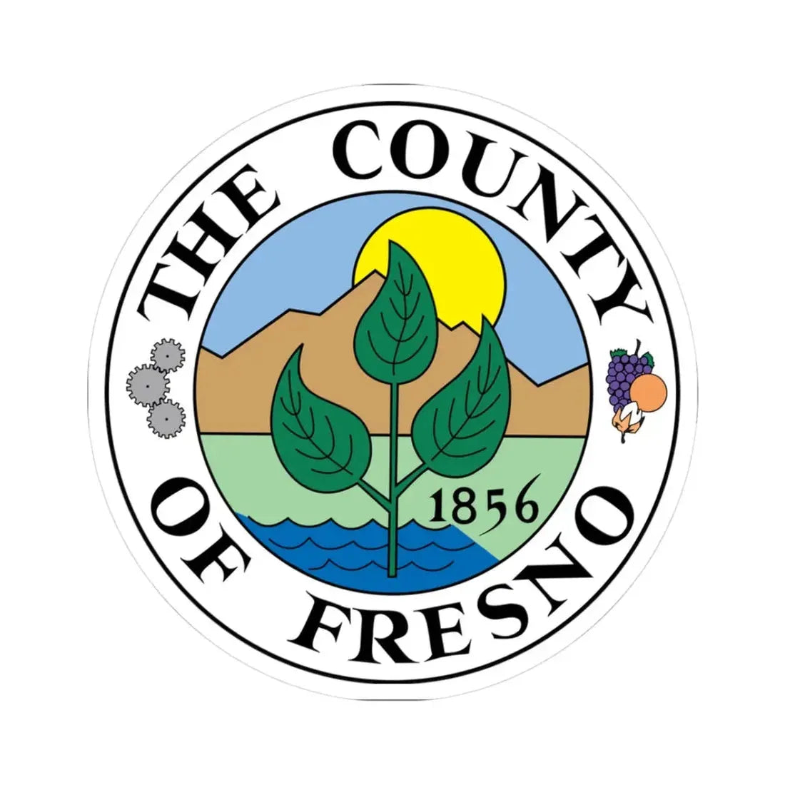 Seal of Fresno County California (United States) STICKER Vinyl Kiss-Cut Decal 3 Inch White - The Sticker Space