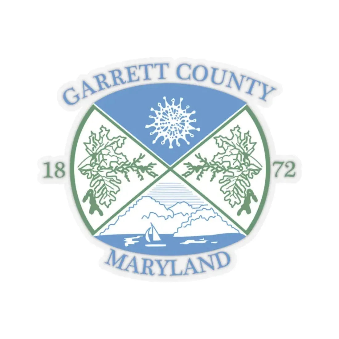 Seal of Garrett County Maryland (United States) STICKER Vinyl Kiss-Cut Decal 2 Inch Transparent - The Sticker Space