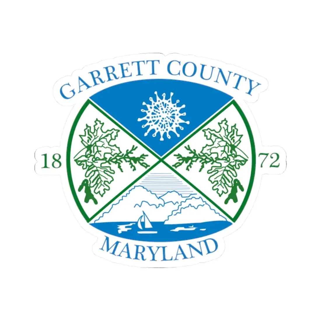 Seal of Garrett County Maryland (United States) STICKER Vinyl Kiss-Cut Decal 2 Inch White - The Sticker Space