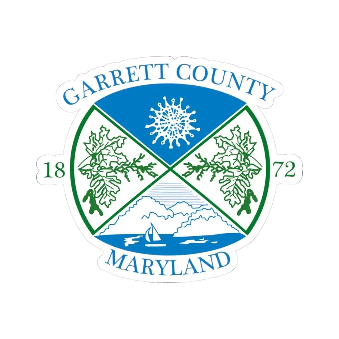 Seal of Garrett County Maryland (United States) STICKER Vinyl Kiss-Cut Decal 3 Inch White - The Sticker Space